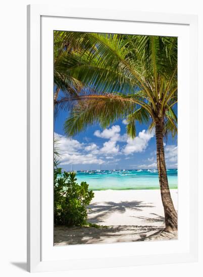 Tropical Beach with Beautiful Palm-pashapixel-Framed Photographic Print