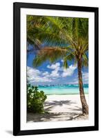 Tropical Beach with Beautiful Palm-pashapixel-Framed Photographic Print