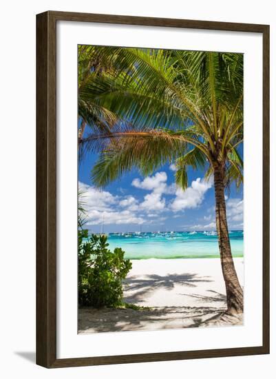 Tropical Beach with Beautiful Palm-pashapixel-Framed Photographic Print