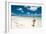 Tropical Beach with Blue Sky and White Sand with Female Looking across Bay-Will Wilkinson-Framed Photographic Print