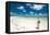Tropical Beach with Blue Sky and White Sand with Female Looking across Bay-Will Wilkinson-Framed Stretched Canvas