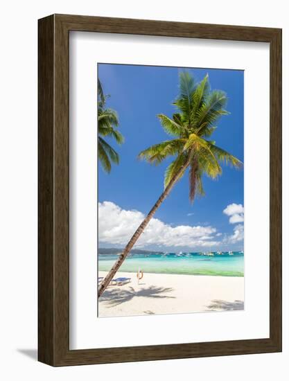 Tropical Beach with Palm and White Sand-pashapixel-Framed Photographic Print