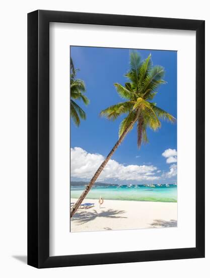 Tropical Beach with Palm and White Sand-pashapixel-Framed Photographic Print