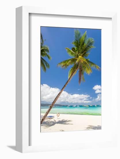 Tropical Beach with Palm and White Sand-pashapixel-Framed Photographic Print