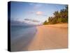 Tropical Beach with Palm Trees at Sunrise, Rarotonga, Cook Islands, South Pacific, Pacific-Matthew Williams-Ellis-Stretched Canvas