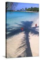 Tropical Beach with Pink Flamencos Aruba-George Oze-Stretched Canvas
