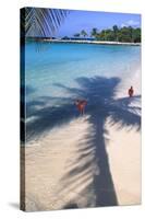 Tropical Beach with Pink Flamencos Aruba-George Oze-Stretched Canvas