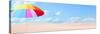 Tropical Beach with Rainbow Umbrella.-Kletr-Stretched Canvas