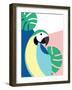 Tropical Bird in Abstract Geometric Style: Blue Macaw Parrot-Radiocat-Framed Art Print