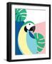 Tropical Bird in Abstract Geometric Style: Blue Macaw Parrot-Radiocat-Framed Art Print