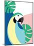 Tropical Bird in Abstract Geometric Style: Blue Macaw Parrot-Radiocat-Mounted Art Print