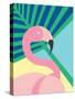 Tropical Bird in Abstract Geometric Style: Flamingo-Radiocat-Stretched Canvas