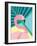 Tropical Bird in Abstract Geometric Style: Flamingo-Radiocat-Framed Art Print