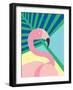 Tropical Bird in Abstract Geometric Style: Flamingo-Radiocat-Framed Art Print