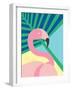 Tropical Bird in Abstract Geometric Style: Flamingo-Radiocat-Framed Art Print