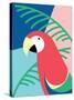 Tropical Bird in Abstract Geometric Style: Red Macaw Parrot-Radiocat-Stretched Canvas