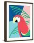 Tropical Bird in Abstract Geometric Style: Red Macaw Parrot-Radiocat-Framed Art Print