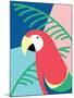 Tropical Bird in Abstract Geometric Style: Red Macaw Parrot-Radiocat-Mounted Art Print