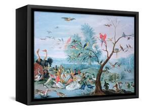 Tropical Birds in a Landscape-Jan van Kessel-Framed Stretched Canvas