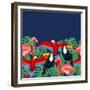 Tropical Birds Seamless Pattern with Palm Leaves-incomible-Framed Premium Giclee Print