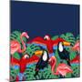 Tropical Birds Seamless Pattern with Palm Leaves-incomible-Mounted Premium Giclee Print