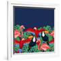 Tropical Birds Seamless Pattern with Palm Leaves-incomible-Framed Art Print