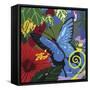 Tropical Blue Butterfly V3-Cindy Wider-Framed Stretched Canvas