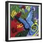 Tropical Blue Butterfly V3-Cindy Wider-Framed Giclee Print