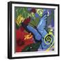 Tropical Blue Butterfly V3-Cindy Wider-Framed Giclee Print