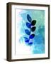 Tropical Blue Leaf Watercolor-Jasmine Woods-Framed Art Print