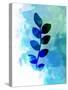 Tropical Blue Leaf Watercolor-Jasmine Woods-Stretched Canvas