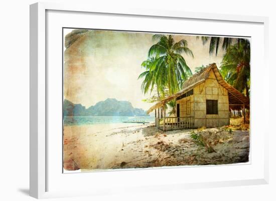 Tropical Bugalow -Retro Styled Picture-Maugli-l-Framed Art Print