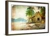 Tropical Bugalow -Retro Styled Picture-Maugli-l-Framed Art Print