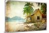 Tropical Bugalow -Retro Styled Picture-Maugli-l-Mounted Art Print