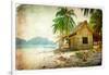 Tropical Bugalow -Retro Styled Picture-Maugli-l-Framed Art Print