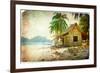 Tropical Bugalow -Retro Styled Picture-Maugli-l-Framed Art Print