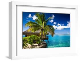 Tropical Bungalow and Palm Tree next to Amazing Blue Lagoon-Martin Valigursky-Framed Photographic Print