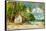 Tropical Bungalow-Retro Styled Picture-Maugli-l-Framed Stretched Canvas