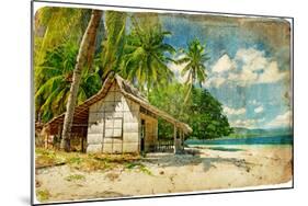 Tropical Bungalow-Retro Styled Picture-Maugli-l-Mounted Art Print