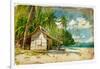 Tropical Bungalow-Retro Styled Picture-Maugli-l-Framed Art Print