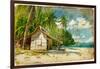 Tropical Bungalow-Retro Styled Picture-Maugli-l-Framed Art Print