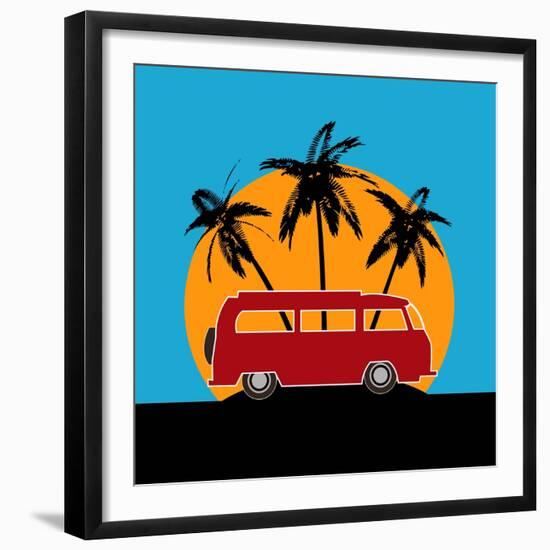 Tropical Camper Van-Petrafler-Framed Premium Giclee Print