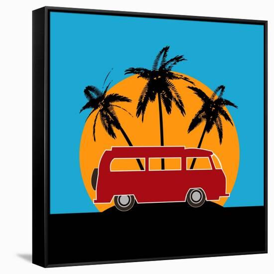 Tropical Camper Van-Petrafler-Framed Stretched Canvas