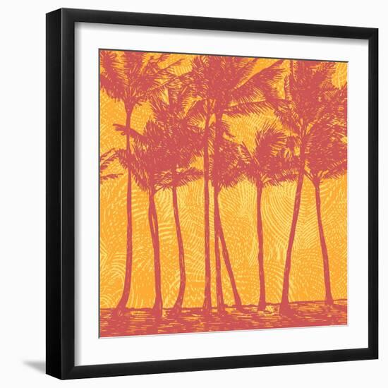 Tropical Coast with Palms. Vector Illustration.-jumpingsack-Framed Art Print