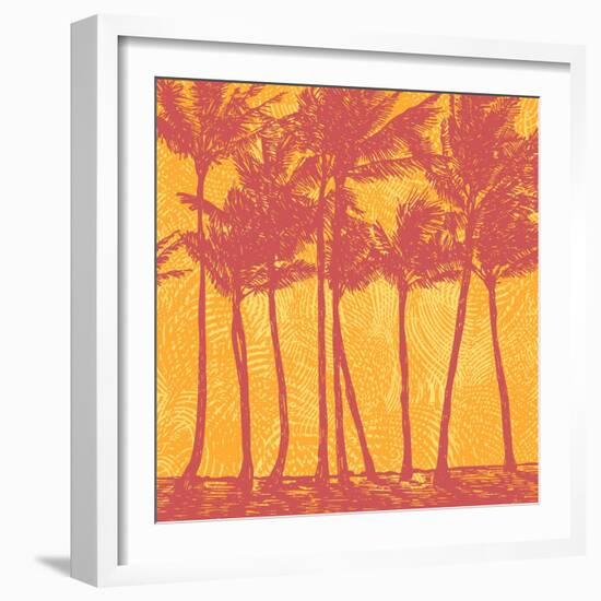 Tropical Coast with Palms. Vector Illustration.-jumpingsack-Framed Art Print