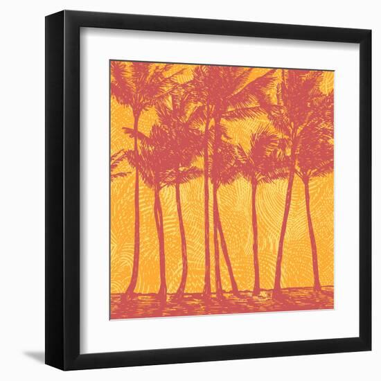 Tropical Coast with Palms. Vector Illustration.-jumpingsack-Framed Art Print