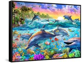 Tropical Dolphins-Adrian Chesterman-Framed Stretched Canvas