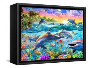 Tropical Dolphins-Adrian Chesterman-Framed Stretched Canvas