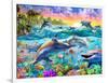 Tropical Dolphins-Adrian Chesterman-Framed Art Print