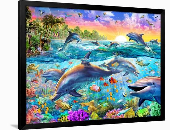 Tropical Dolphins-Adrian Chesterman-Framed Art Print